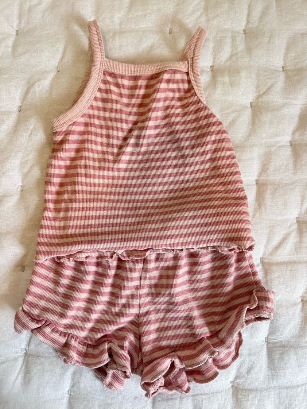 Pink Stripe Tank & Ruffle Shorts - Picture 2 of 5